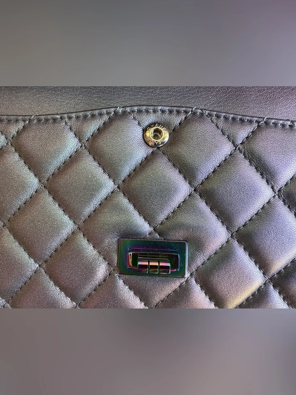 Chanel Iridescent Lilac Purple Lambskin Reissue 2.55 226 Rainbow Hardware